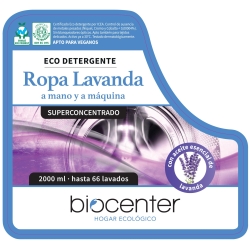 BIOCENTER - Detergente ecológico para Ropa - LAVANDA - Botella Ecofriendly de 2 litros