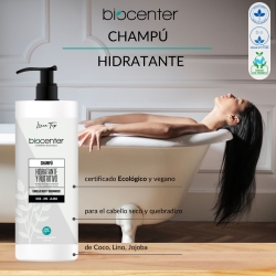 BIOCENTER Champú natural Hidratante - Línea Top - Ecológico y vegano 1000 ml