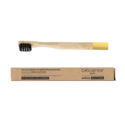BIOCENTER Cepillo de dientes de Bambú para NIÑOS - color AMARILLO